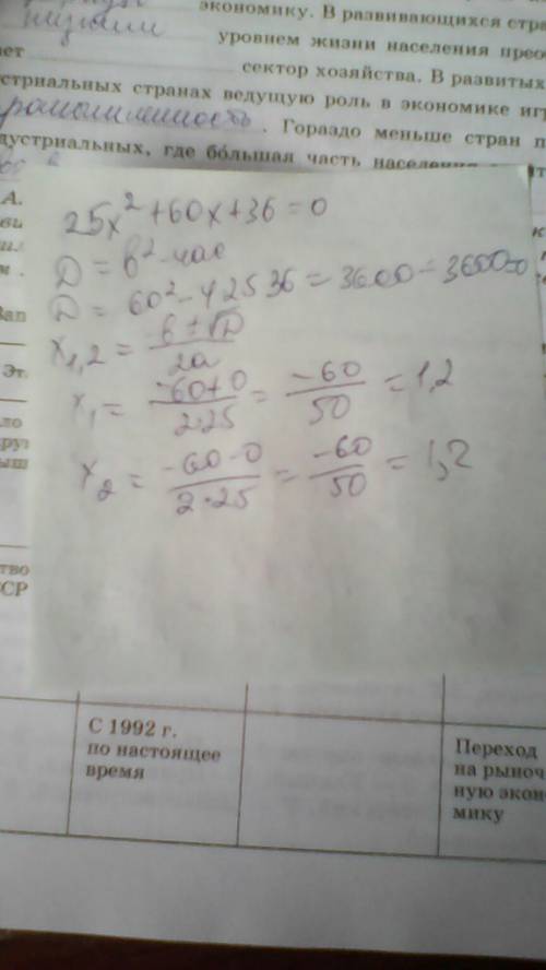 25х в квадрате+60х+36=0 решите уравнение