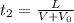 t_2= \frac{L}{V+V_0}