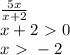 \frac{5x}{x+2} \\ x+2\ \textgreater \ 0 \\ x\ \textgreater \ -2