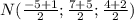 N( \frac{-5+1}{2}; \frac{7+5}{2}; \frac{4+2}{2} } )