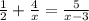 \frac{1}{2} + \frac{4}{x} = \frac{5}{x-3}