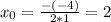 x_0= \frac{-(-4)}{2*1}=2