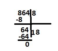 Как записать пример 864: 8 в столбик