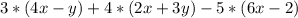 3*(4x-y)+4*(2x+3y)-5*(6x-2)