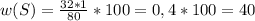 w(S)= \frac{32*1}{80}*100=0,4*100=40