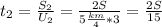 t_2= \frac{S_2}{U_2}= \frac{2S}{5 \frac{km}{4} *3} = \frac{2S}{15}