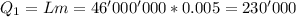 Q_{1} = Lm = 46'000'000*0.005=230'000