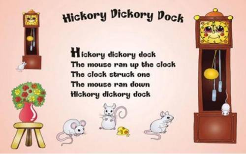 Дан стих: the mouse is on the _. the clock strikes _.the mouse _.hickory dickory прочерков нужно вст