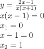 y= \frac{2x-1}{x(x+1)} \\ x(x-1)=0 \\ x_1=0 \\ x-1=0 \\ x_2=1