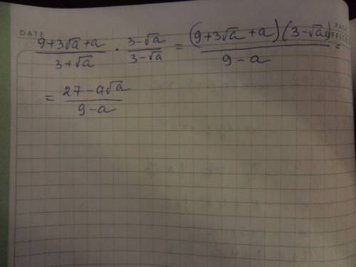 Избавьтесь от иррациональности в знаменателе дроби: 9+3√а+а = 3+√а