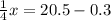 \frac{1}{4}x=20.5-0.3