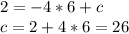 2=-4*6+c\\c=2+4*6=26