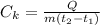 C_k= \frac{Q}{m(t_2-t_1)}