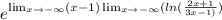 e^{ \lim_{x \to -\infty} (x-1) \lim_{x \to -\infty} ( ln( \frac{2x+1}{3x-1)})