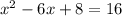 x^{2} - 6x + 8 = 16