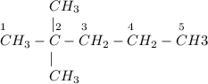 ~~~~~~~~~~CH_{3}\\_{1}~~~~~~~~~|_{2}~~~~_{3}~~~~~~~~_{4}~~~~~~~~~_{5}\\CH_{3}-C-CH_{2}-CH_{2}-CH{3}\\~~~~~~~~~~~|\\~~~~~~~~~~~CH_{3}