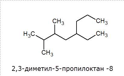 Как написать формулу 2,3 диметил-5 пропилоктан -7, 3,4диметил 5,5 диэтилнонен-8?