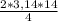 \frac{2*3,14*14}{4}