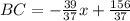 BC=- \frac{39}{37}x+ \frac{156}{37}