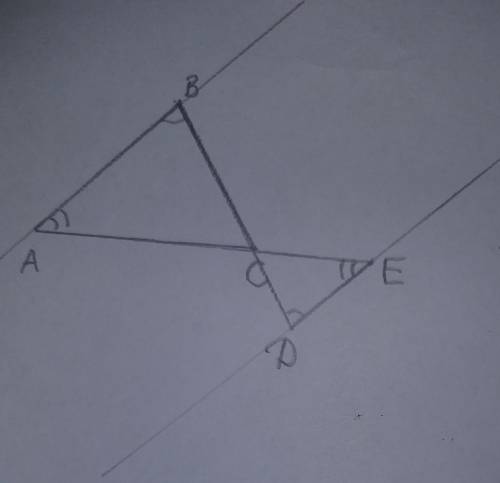 Втреугольнике abc ac = 16 и вс = 12. на продолженияхсторон ac и bc за точку с отмечены точки e и d с