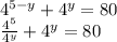 4^{5-y}+4^y=80\\ \frac{4^5}{4^y} +4^y=80