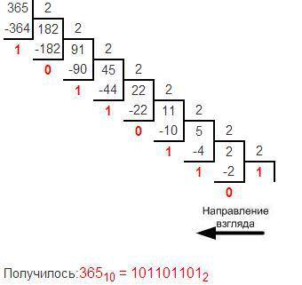 Перевести число 365 из q10→q2,q4,*q16