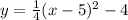 y= \frac{1}{4}(x-5)^2-4