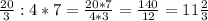 \frac{20}{3} :4*7= \frac{20*7}{4*3} = \frac{140}{12} = 11\frac{2}{3}