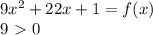 9x^2+22x+1 = f(x) \\&#10; 9\ \textgreater \ 0 \\