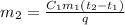 m_2= \frac{C_1m_1(t_2-t_1)}{q}