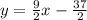 y=\frac{9}{2}x-\frac{37}{2}