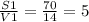 \frac{S1}{V1} = \frac{70}{14} =5