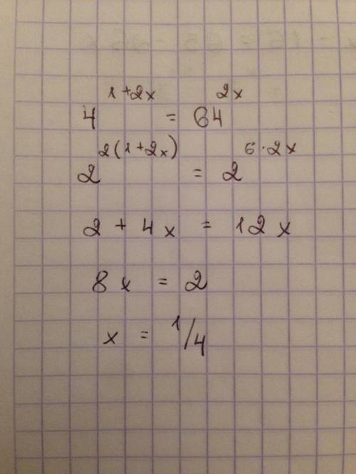 Найдите корень уравнения : 4{1+2x} =64 {2x} 10 класс