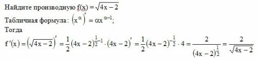 Найдите производную f(x)= квадратный корень 4х-2