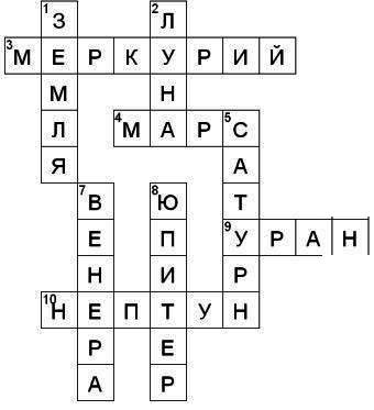 Составить кроссворд из названия планет; юпитер,сатурн,меркурий,нептун,земля,венера,марс,уран.