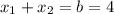 x_{1}+ x_{2}=b=4