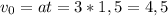 v_0=at=3*1,5 = 4,5