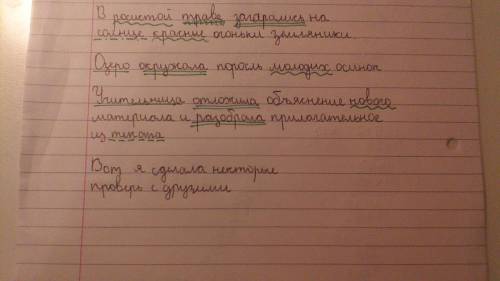 Спиши предложения, вставь пропущенные буквы, подчеркни главные и второстепенные члены предложения, у