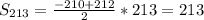 S_{213} = \frac{-210+212}{2} *213 = 213