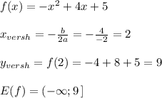 f(x)=-x^2+4x+5 \\\\x_{versh}=-\frac{b}{2a}=-\frac{4}{-2}=2\\\\y_{versh}=f(2)=-4+8+5=9\\\\E(f)=(-\infty ;9\, ]