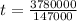 t= \frac{3780000}{147000}