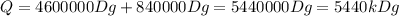 Q=4600000Dg+840000Dg=5440000Dg=5440kDg