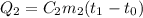 Q_2=C_2m_2(t_1-t_0)