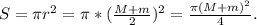 S= \pi r^2= \pi *( \frac{M+m}{2})^2= \frac{ \pi (M+m)^2}{4} .