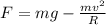 F = mg - \frac{mv^2}{R}