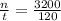 \frac{n}{t} = \frac{3200}{120}