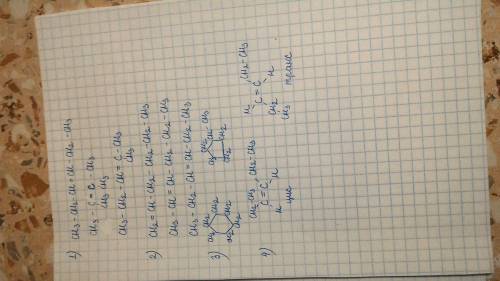 Составьте 3 изомера углеродного скелета,3 изомера кратной связи,2 межклассовых изомера и 2 пространс