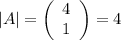 |A|= \left(\begin{array}{c}4&1\end{array}\right) =4