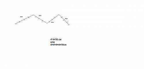 Начерти незамкнутую ломаную линию из 4 звеньев.длина каждого звена 4см.найди длину этой ломаной