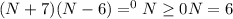 (N+7)(N-6)=^{0}N \geq 0 N=6